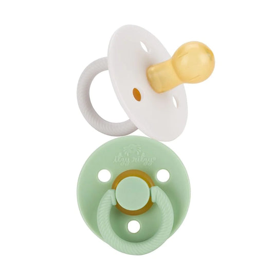 Itzy Soother™ Natural Rubber Pacifier - 0-6M: White & Mint