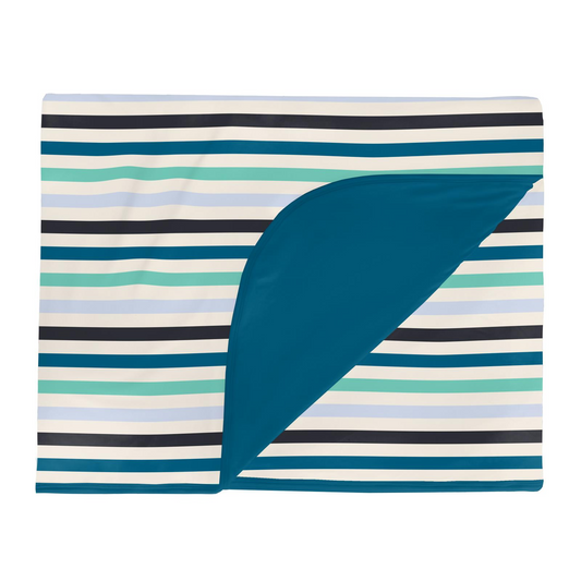 Print Double Layer Throw Blanket: Little Boy Blue Stripe