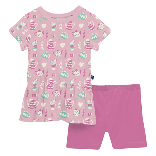 Kickee Pants Short Sleeve Playtime Outfit Set: Cake Pop Tea Party