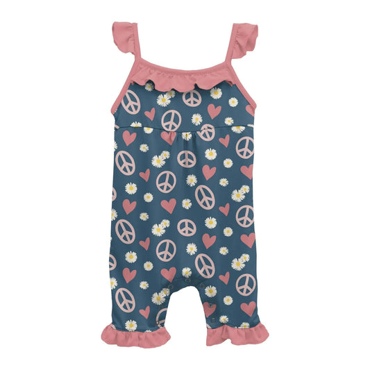 Bamboo Print Wing Romper: Peace, Love & Happiness