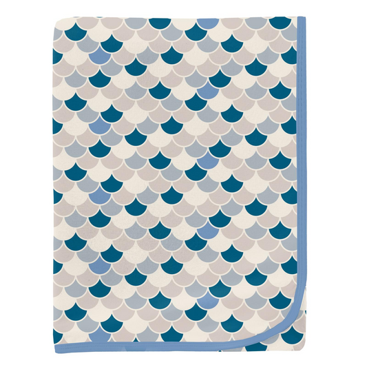 Bamboo Print Swaddling Blanket: Latte Scales