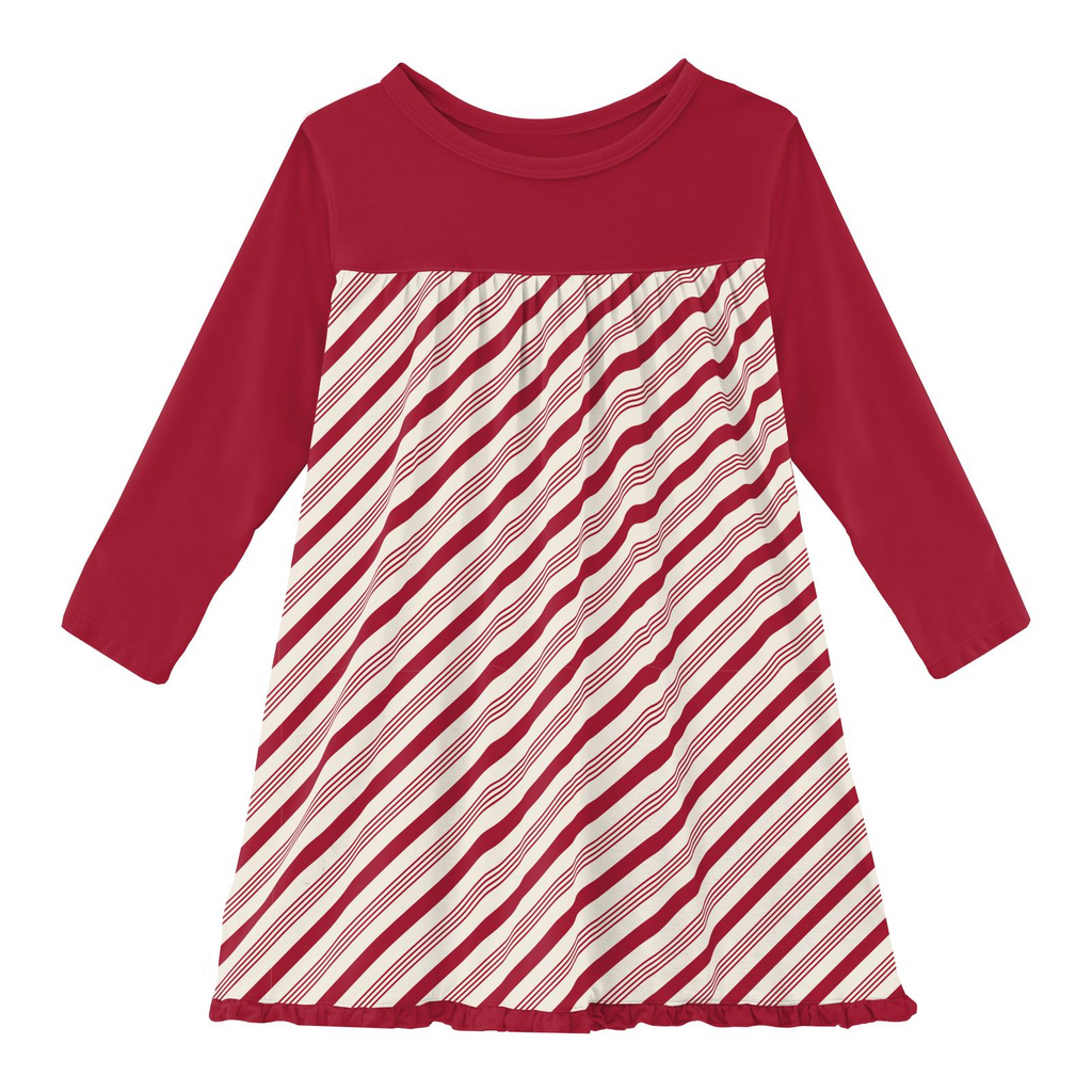 Classic Long Sleeve Swing Dress: Crimson Candy Cane Stripe  Doodlebug's  Children's Boutique