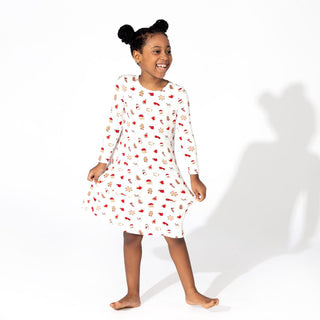 Bamboo Girls' Long Sleeve Dress Sugar Cookies