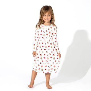 Bamboo Girls' Long Sleeve Dress Sugar Cookies