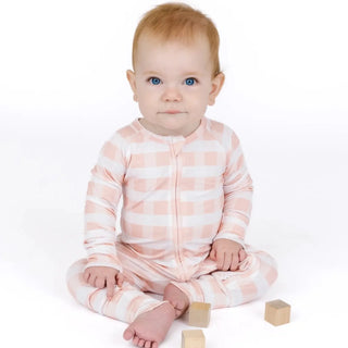 Pink Gingham Bamboo Convertible Footie Romper