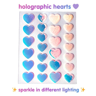 Holographic Heart Hydrocolloid Pimple Patches (26 Count) – Cute Acne Spot Stickers for Blemish Care, Oil Absorption & Skin Protection