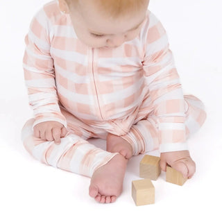 Pink Gingham Bamboo Convertible Footie Romper