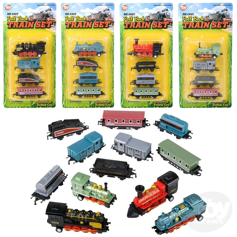 Die-Cast Pull Back Mini Locomotive Train Set – Doodlebug's Children's ...