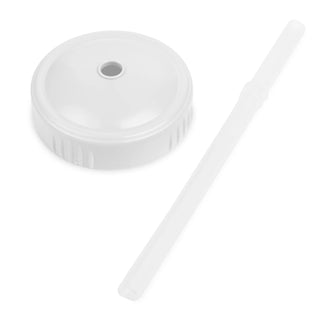 10 oz Straw Cup w/NEW No-Pull-Out Silicone Straw White