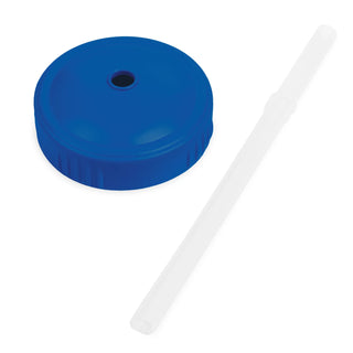 10 oz Straw Cup w/NEW No-Pull-Out Silicone Straw Navy Blue