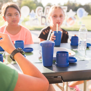 10 oz Straw Cup w/NEW No-Pull-Out Silicone Straw Navy Blue