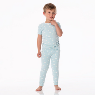 Bamboo Print Short Sleeve Pajama Set: Spring Sky Tooth Fairy