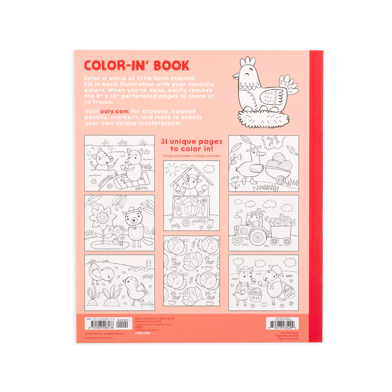 Color-in' Book: Little Farm Friends