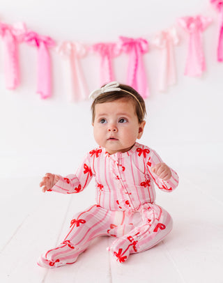 Ruffle Convertible Romper in Ruby Ribbons
