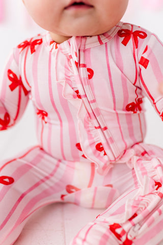 Ruffle Convertible Romper in Ruby Ribbons