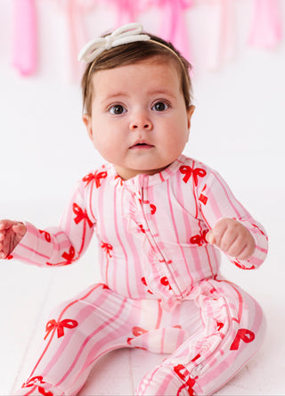 Ruffle Convertible Romper in Ruby Ribbons