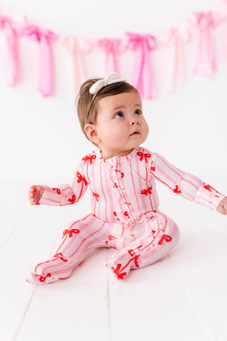 Ruffle Convertible Romper in Ruby Ribbons