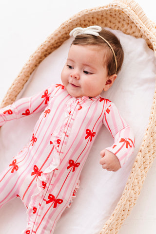 Ruffle Convertible Romper in Ruby Ribbons