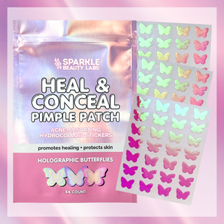 Holographic Butterfly Hydrocolloid Pimple Patches (84 Count) – Cute Acne Spot Stickers for Blemish Care, Oil Absorption & Skin Protection