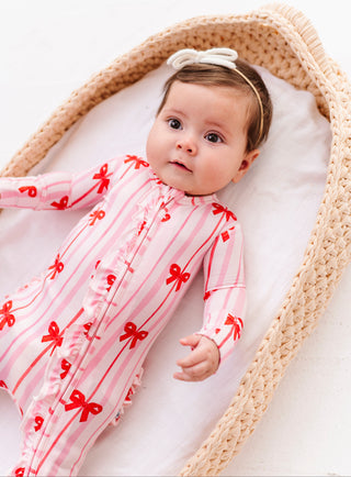 Ruffle Convertible Romper in Ruby Ribbons