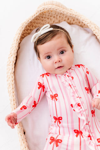 Ruffle Convertible Romper in Ruby Ribbons