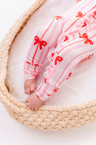 Ruffle Convertible Romper in Ruby Ribbons