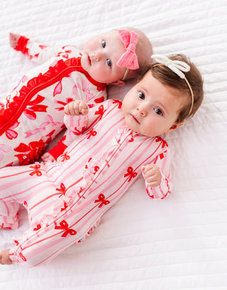 Ruffle Convertible Romper in Ruby Ribbons