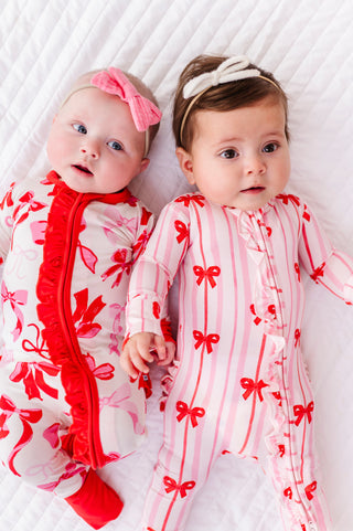 Ruffle Convertible Romper in Ruby Ribbons