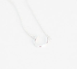 Silver necklace with a horseshoe pendant on a white background