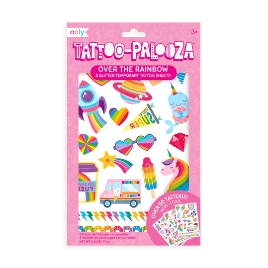 Tattoo-Palooza Temporary Tattoos - Over the Rainbow - 3 Sheets