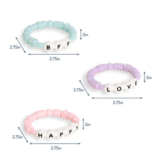 Bitzy Bands Silicone Teething Rings – Friendship Bracelet Inspired Baby Teethers (Set of 3)