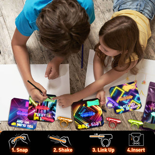 Kids' Valentine Cards & Glow Stick Rings - Set of 36