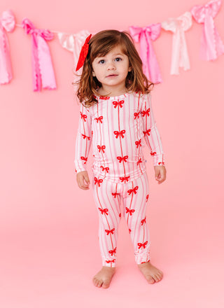 Bamboo 2-Piece Pajama Set in Ruby Ribbons