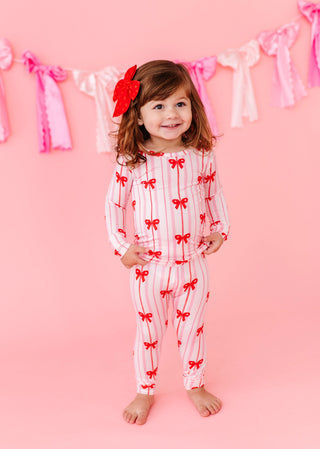 Bamboo 2-Piece Pajama Set in Ruby Ribbons