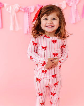 Bamboo 2-Piece Pajama Set in Ruby Ribbons