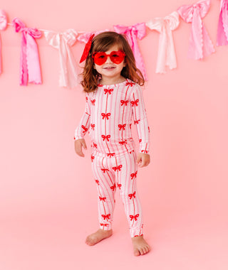 Bamboo 2-Piece Pajama Set in Ruby Ribbons