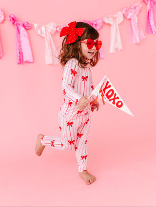 Bamboo 2-Piece Pajama Set in Ruby Ribbons