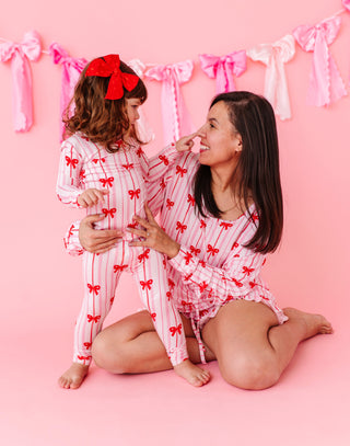 Bamboo 2-Piece Pajama Set in Ruby Ribbons