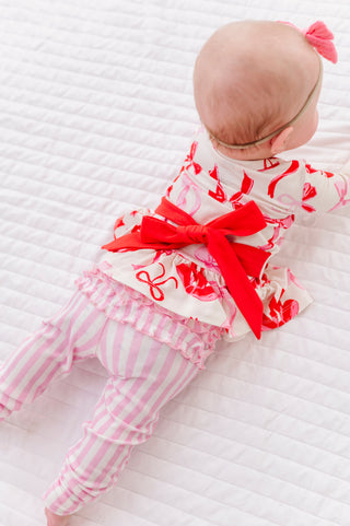 Blushing Bows Bamboo/Cotton Peplum Top