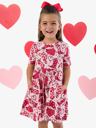 Short Sleeve Knit Twirl Dress in Lasso Love