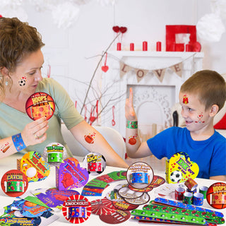 Sports-Themed Valentine Bracelets & Stickers w/Valentines Cards - Set of 30