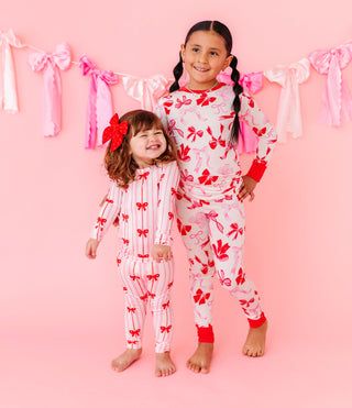 Bamboo 2-Piece Pajama Set in Ruby Ribbons