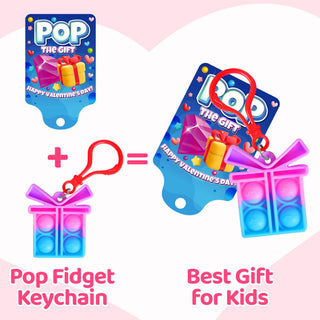 Valentine Cards with Pop Bubble Keychain Fidget Toys - Pack of 36