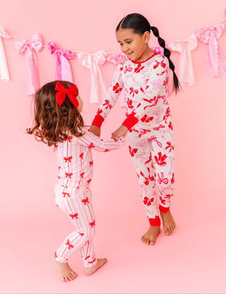 Bamboo 2-Piece Pajama Set in Ruby Ribbons