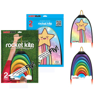 Rubber Band Rocket Kite - Shooting Star & Rainbow (2 pack)