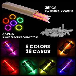 Neon Glow Sticks Valentine's Day Cards - Set of 36
