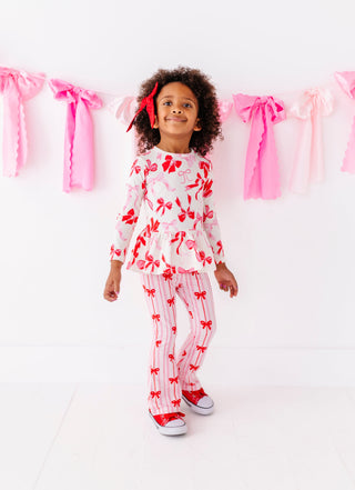 Blushing Bows Bamboo/Cotton Peplum Top