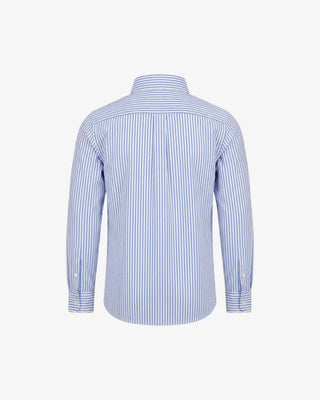 Blue Pinstripe Standard Stretch Shirt – Boys Wrinkle-Free Button Down Dress Shirt