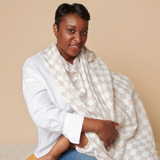 Breastfeeding Boss™ A Multitasking Must-Have for Nursing, Swaddling & More in Taupe Checkerboard