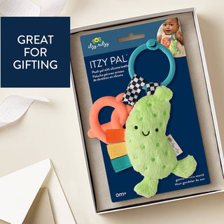 Itzy Pal™ Parker the Pickle Teether Toy – Plush Sensory Baby Toy with Silicone Teether, Crinkle Sounds &amp; Textured Ribbons